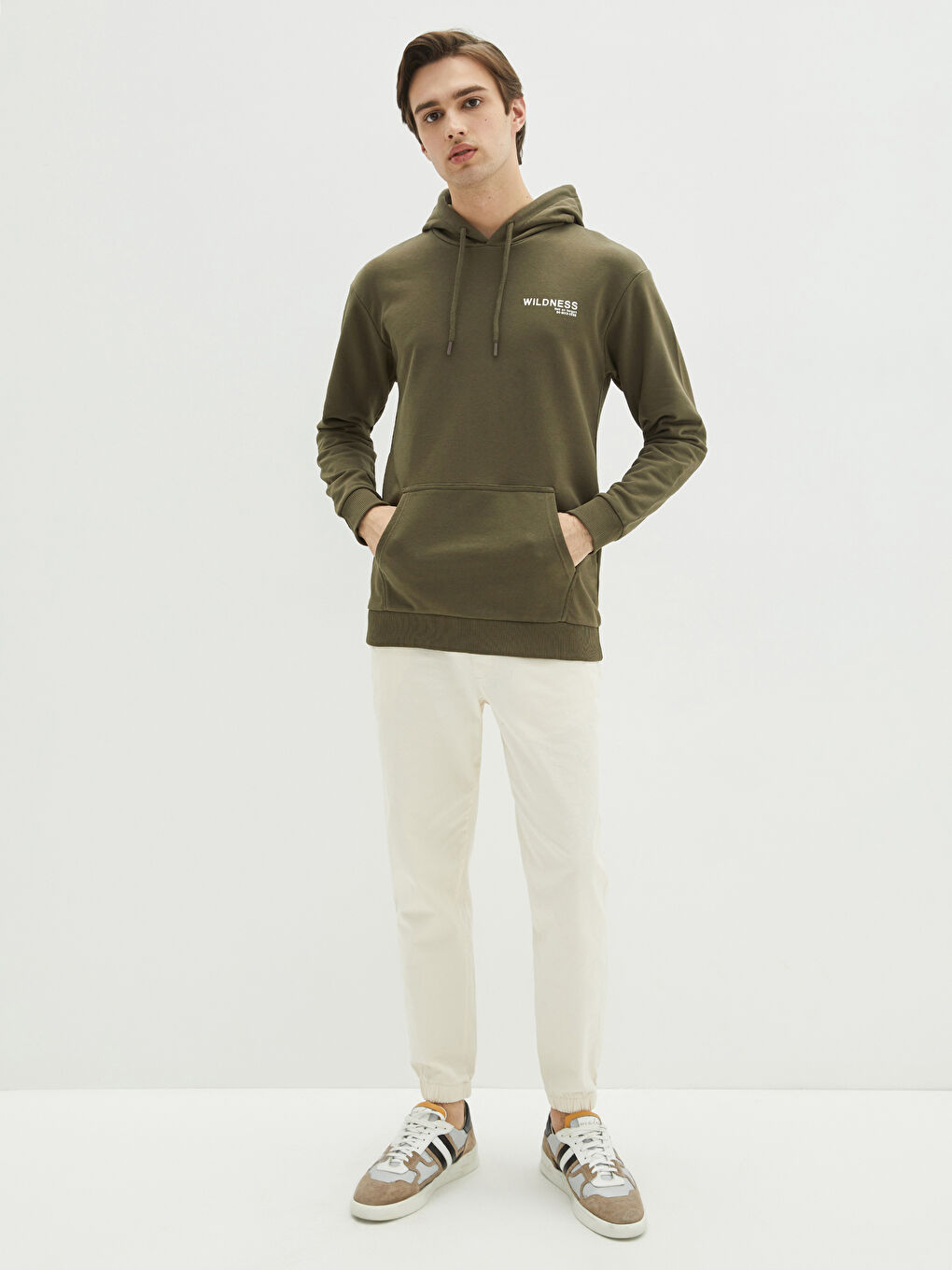 Hanorac Gros Supradimensionat cu Mânecă Lungă Imprimat pentru Bărbați-2