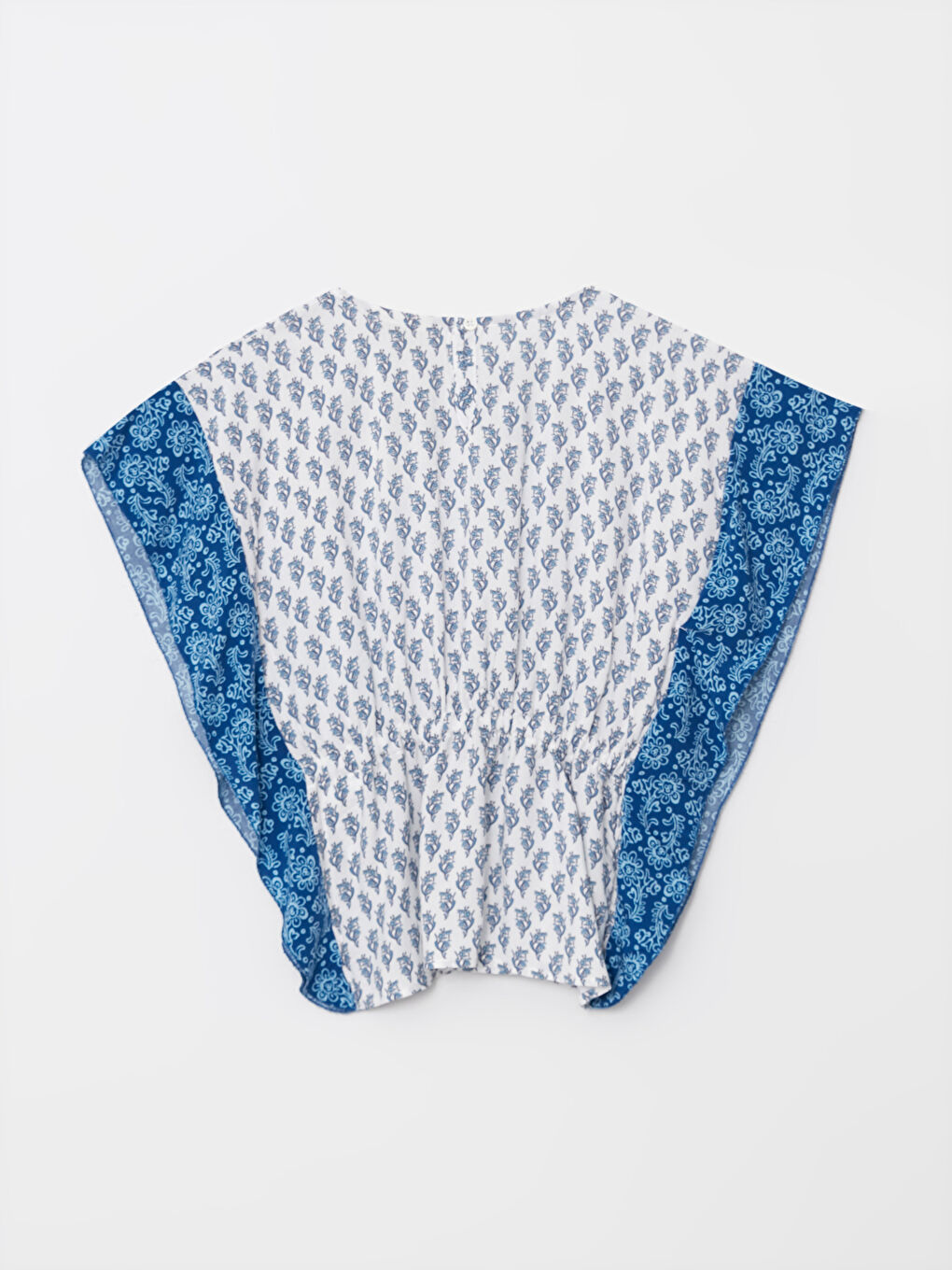 Crew Neck Patterned Short Sleeve Viscose Girls Blouse-1