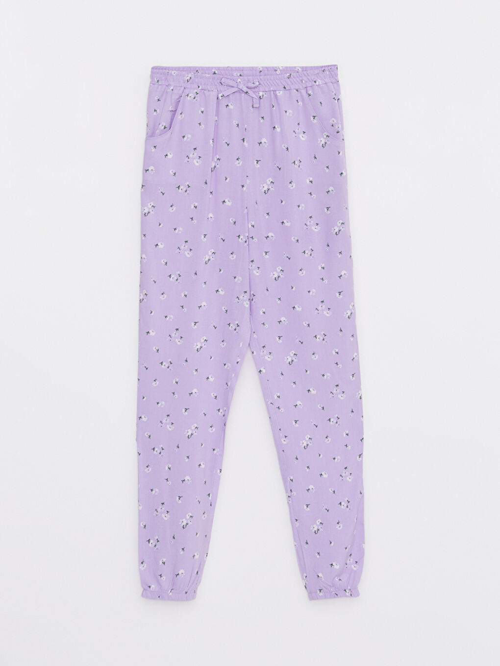 Elastic Waist Patterned Viscose Girl Trousers