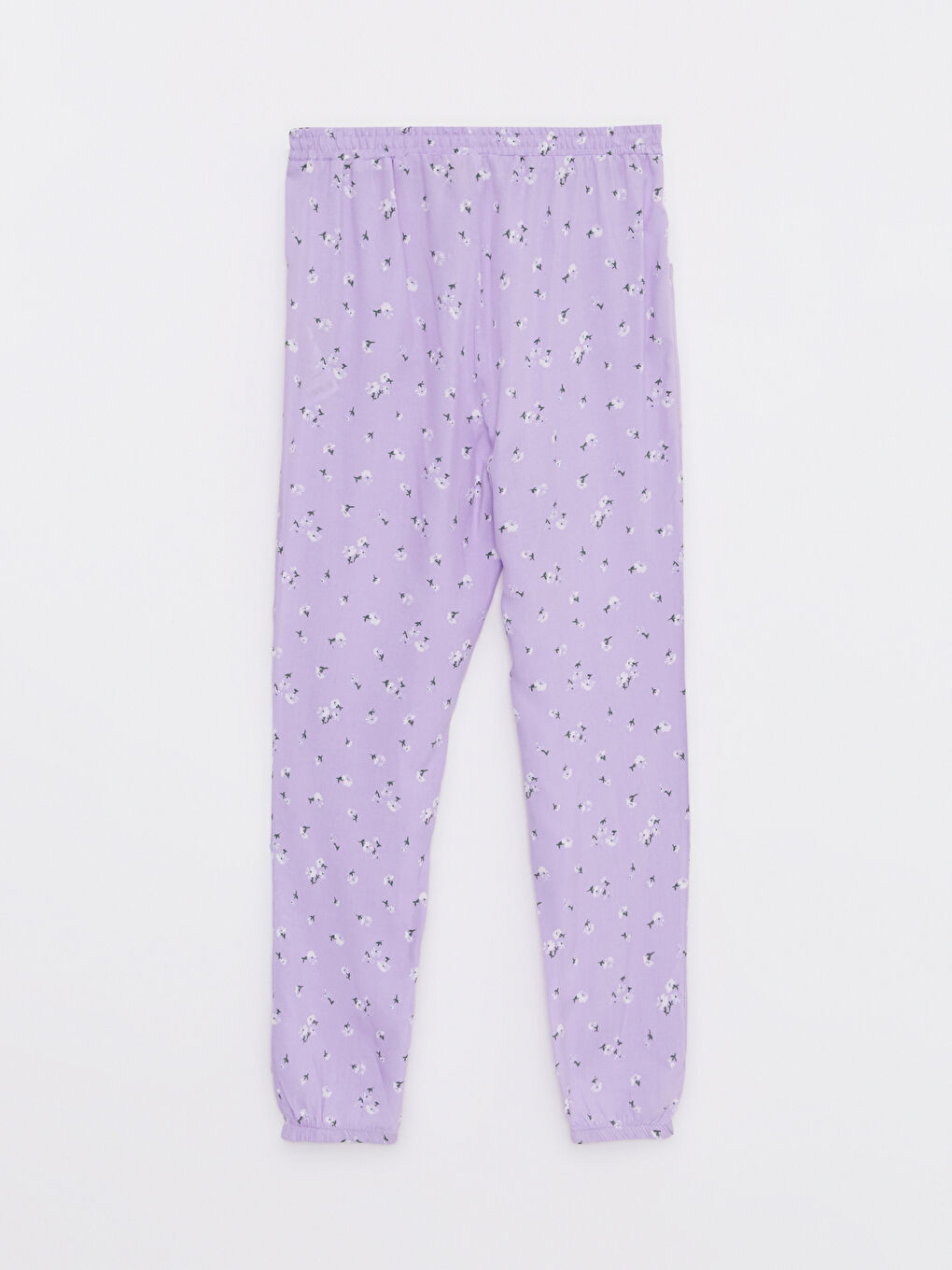 Elastic Waist Patterned Viscose Girl Trousers-1