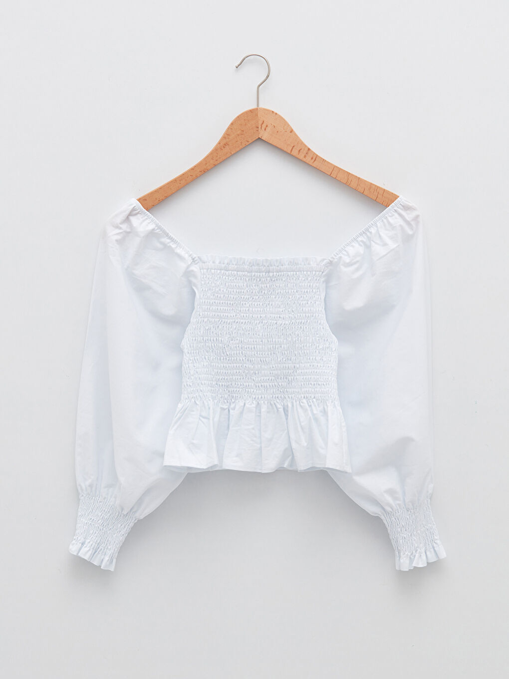 Blouse Pour Femmes En Popeline À Encolure Bateau Et Manches Longues Droites-5