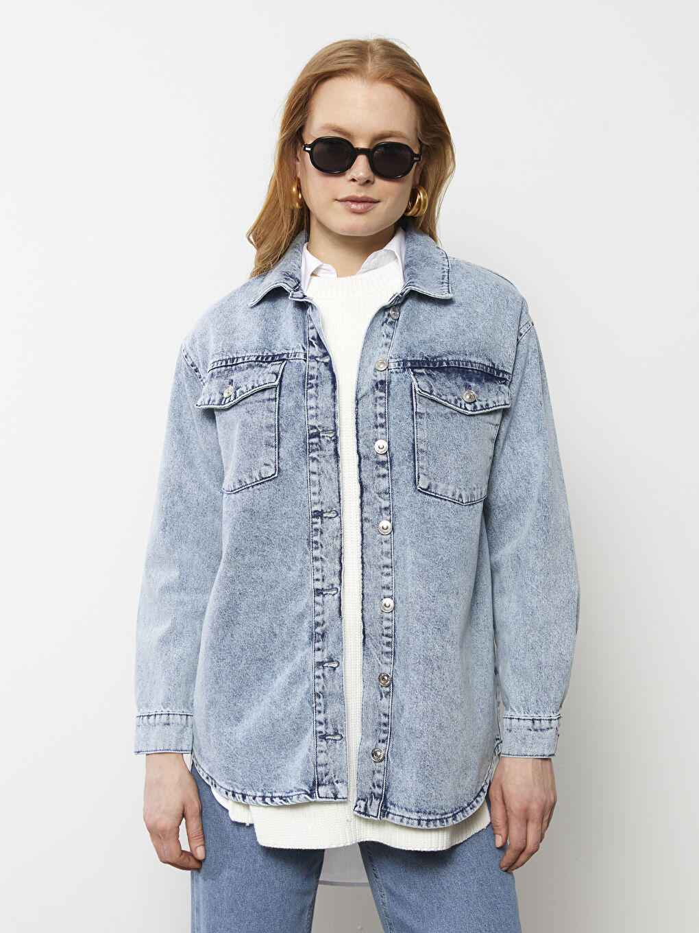 Geacă din denim Rodeo cu guler de cămașă, mânecă lungă, pentru femei-1