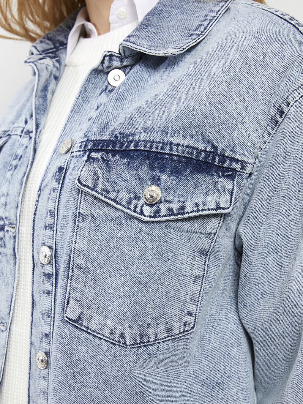 Geacă din denim Rodeo cu guler de cămașă, mânecă lungă, pentru femei-3