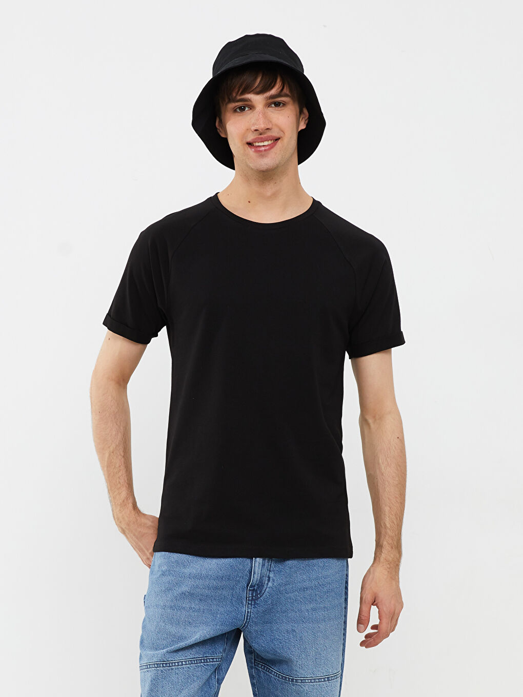 Crew Neck Short Sleeve Basic Pique Men's T-Shirt-1