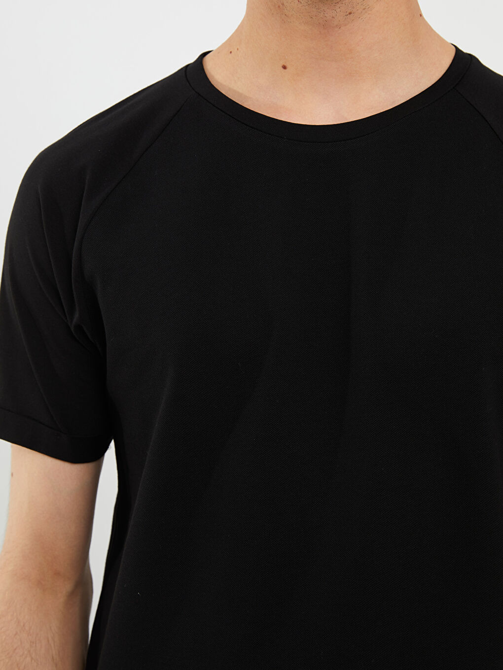 Crew Neck Short Sleeve Basic Pique Men's T-Shirt-3