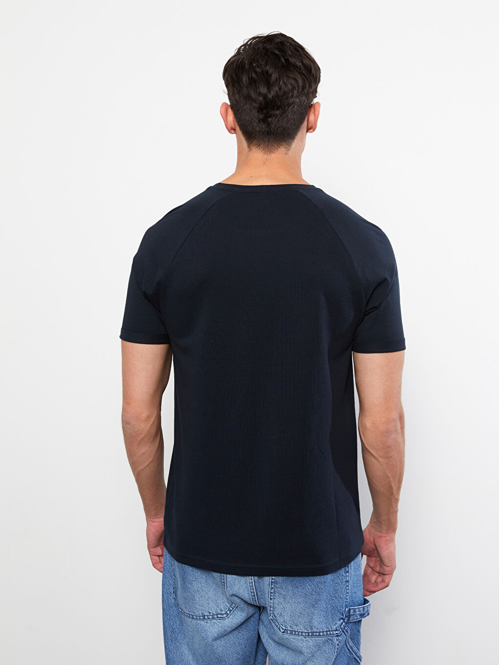 Crew Neck Short Sleeve Basic Pique Men's T-Shirt-3