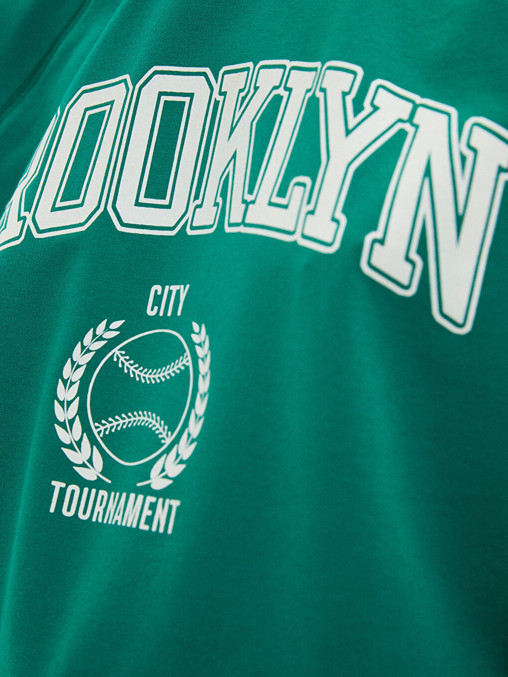 Yeşil Bisiklet Yaka Baskılı Uzun Kollu Oversize Kadın Sweatshirt Tunik-3