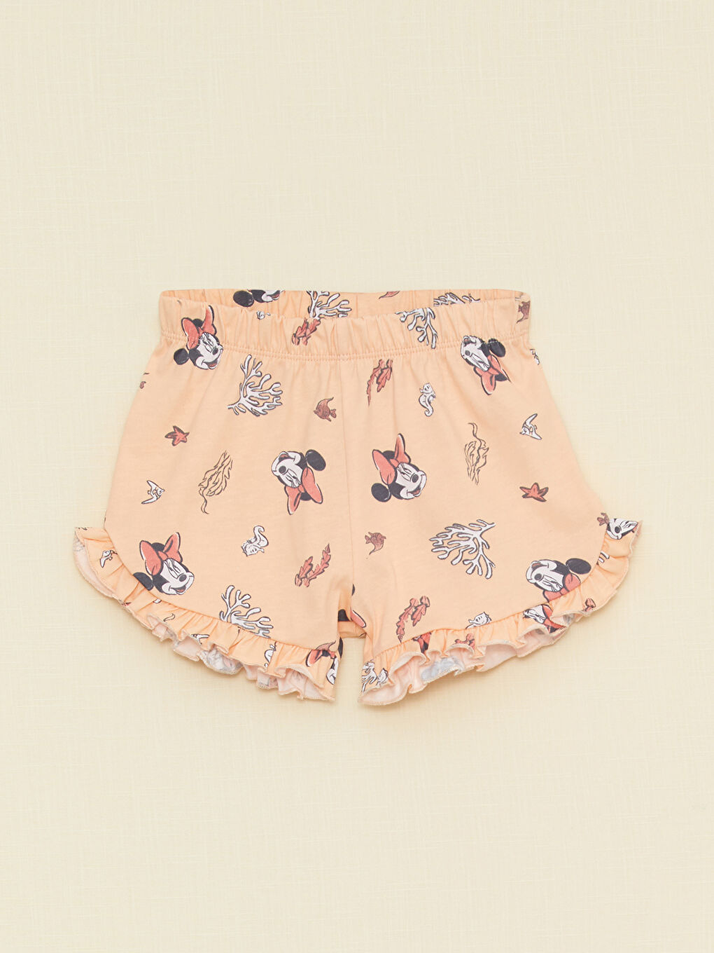 طقم بيجاما بناتي صغير برقبة دائرية وكم قصير مطبوع ميني ماوس-5