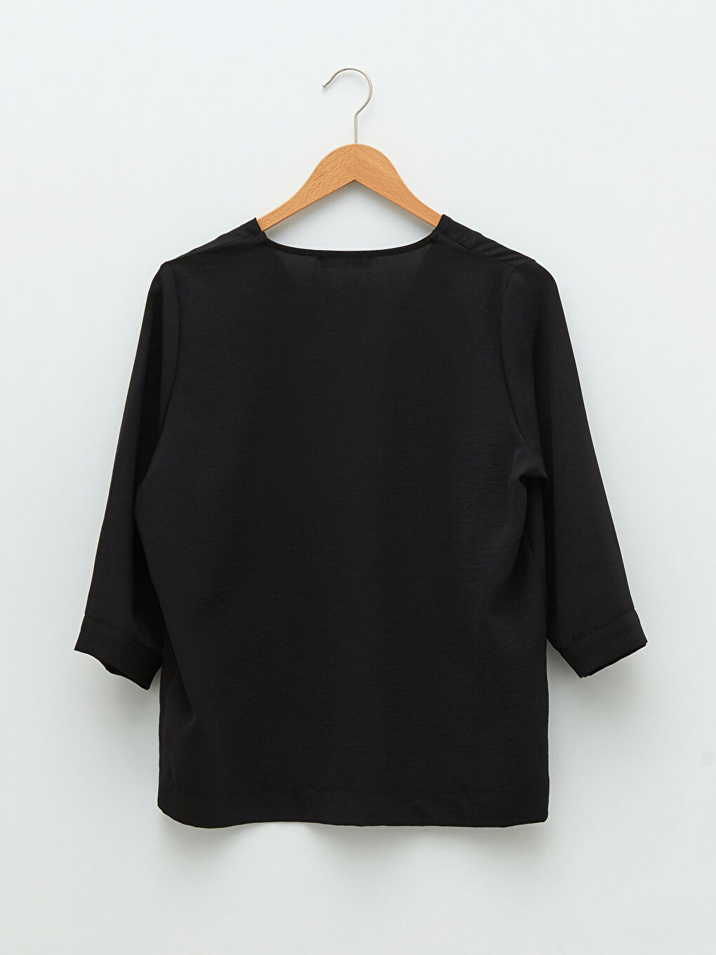 Siyah Kadın Kaçık Yaka Düz Bluz-10