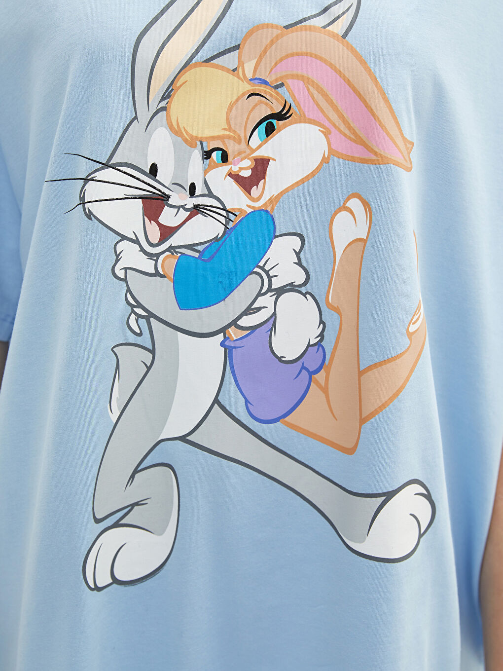 Crew Neck Bugs Bunny Printed Short Sleeve Cotton Women's T-Shirt-2