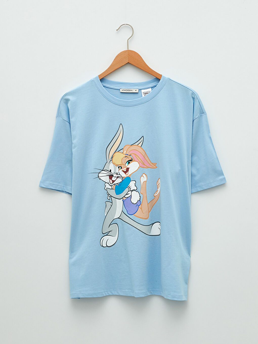 Crew Neck Bugs Bunny Printed Short Sleeve Cotton Women's T-Shirt-4