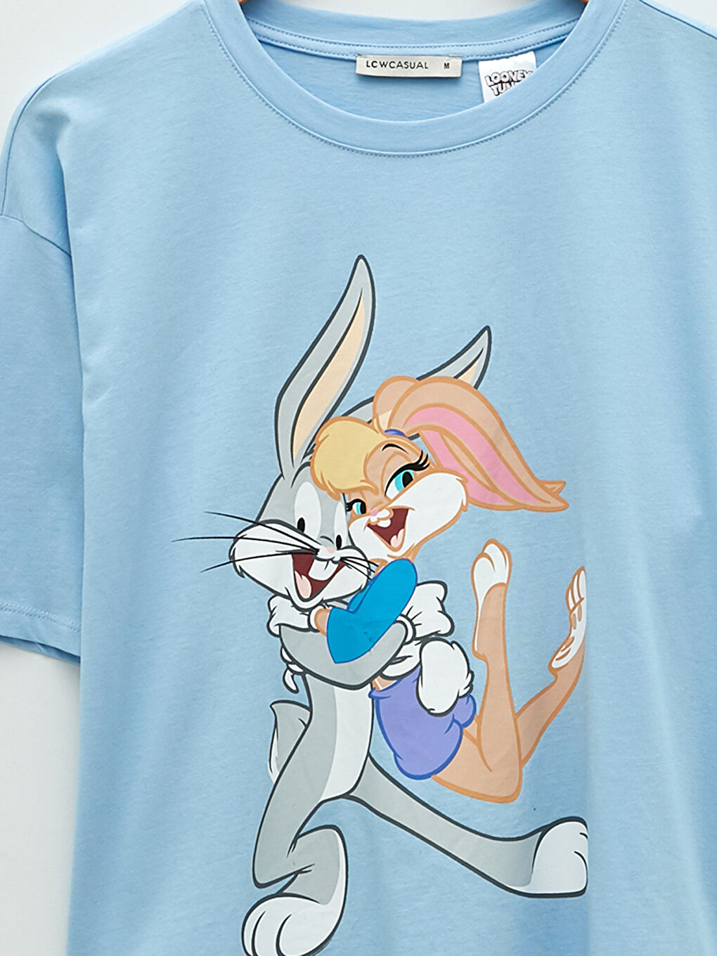 Crew Neck Bugs Bunny Printed Short Sleeve Cotton Women's T-Shirt-6