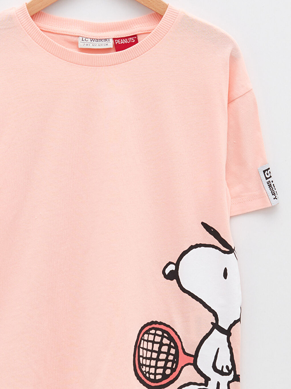 Crew Neck Snoopy Printed Short Sleeve Cotton Girls T-Shirt-2