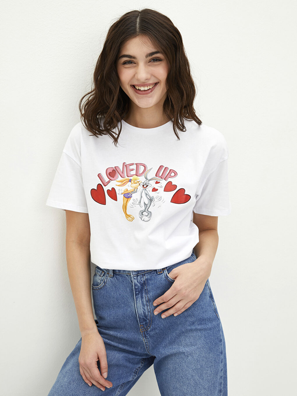 Crew Neck Bugs Bunny Printed Women's T-Shirt-1