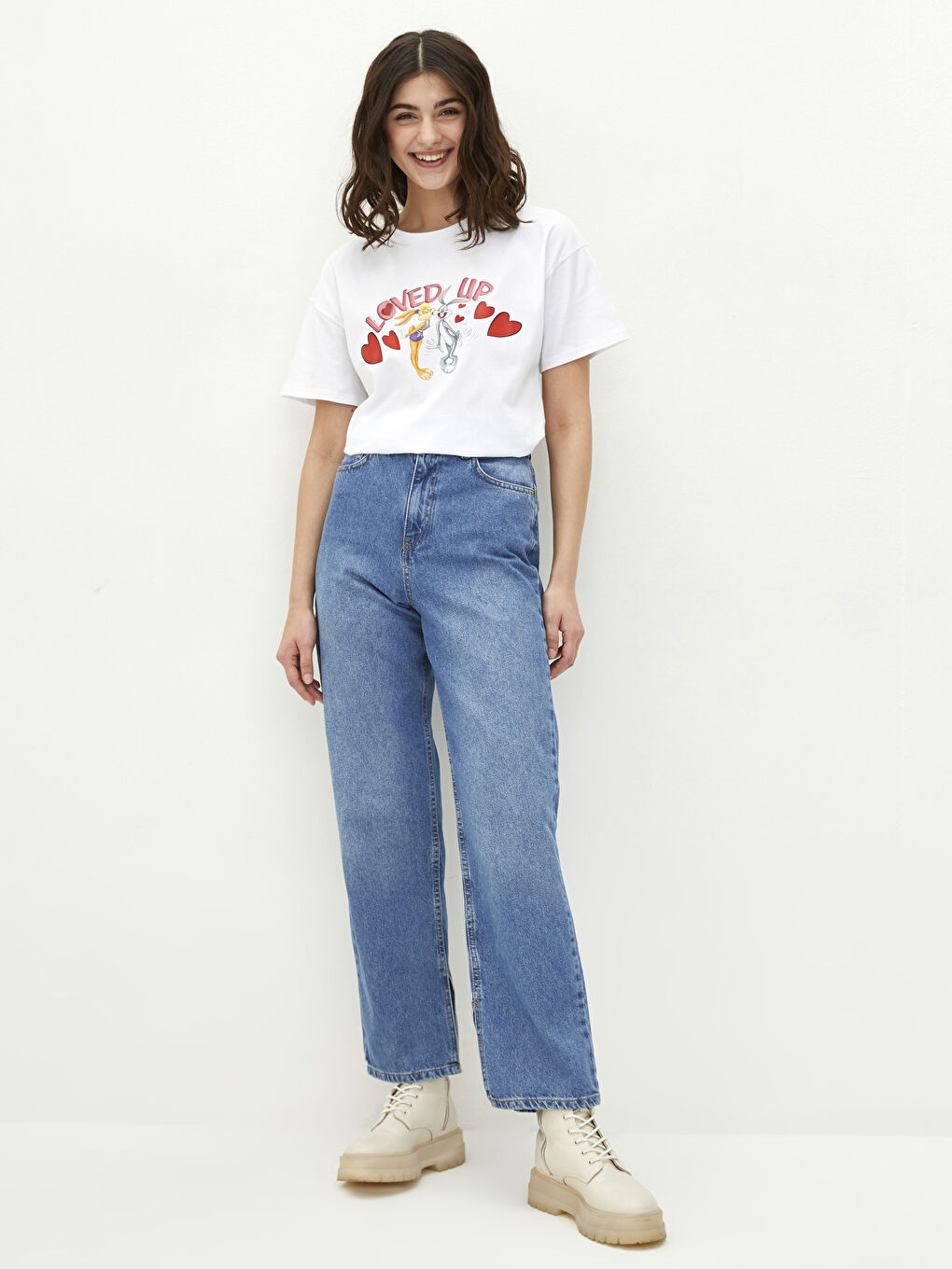 Crew Neck Bugs Bunny Printed Women's T-Shirt-2