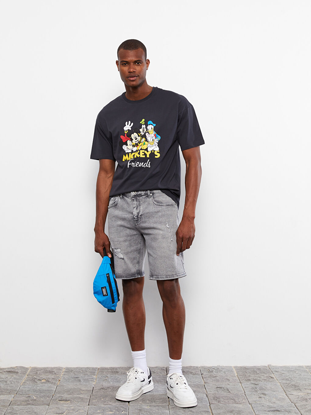 Gri Standart Kalıp Erkek Jean Şort