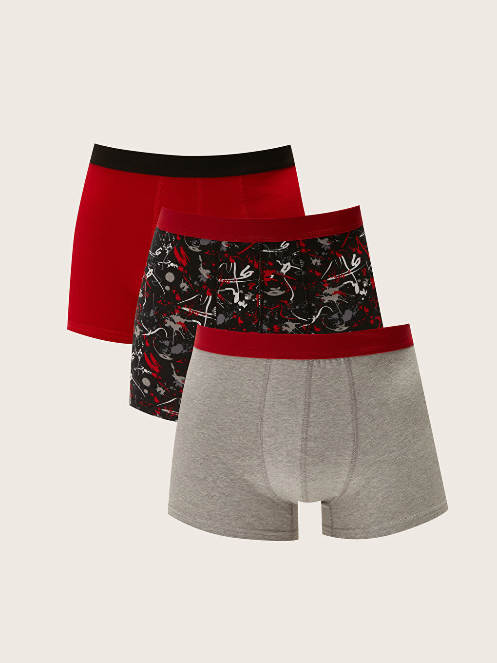 Siyah Standart Kalıp Pamuklu Esnek Erkek Boxer 3'lü