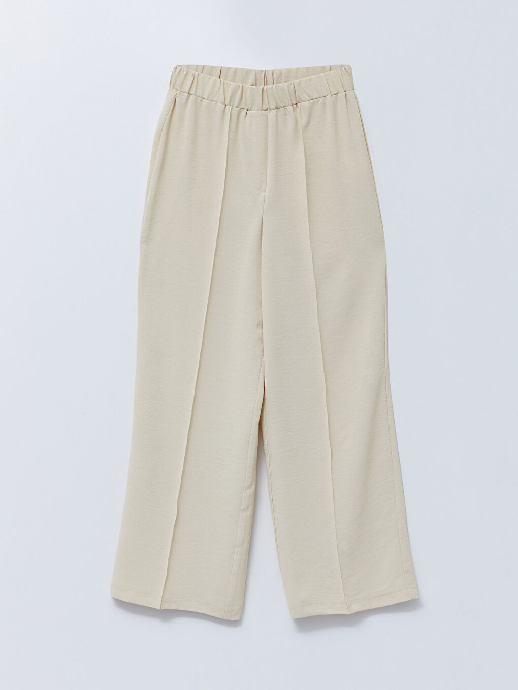 Women's Elastic Waist Relaxed Fit Regular Trousers-5