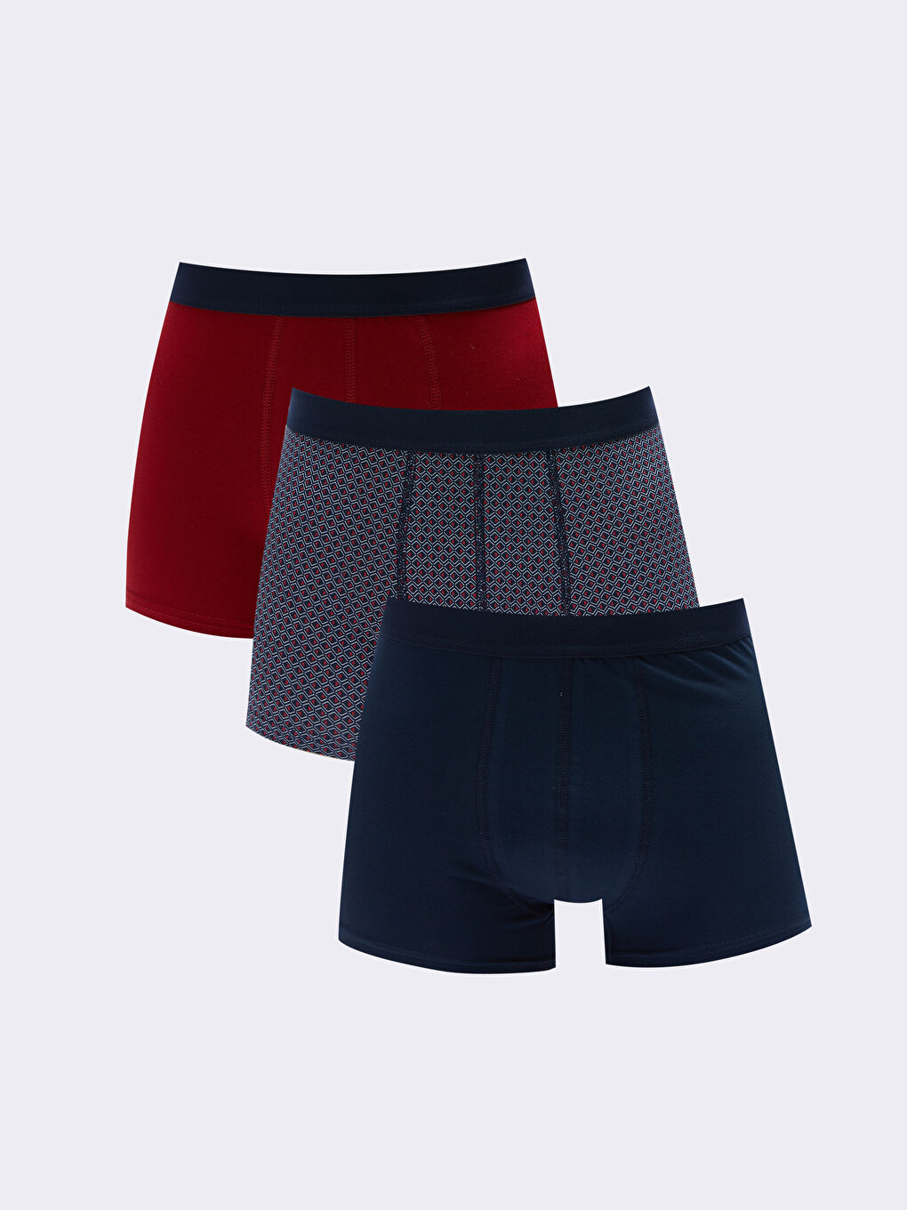 Lacivert Standart Kalıp Pamuklu Esnek Erkek Boxer 3'lü