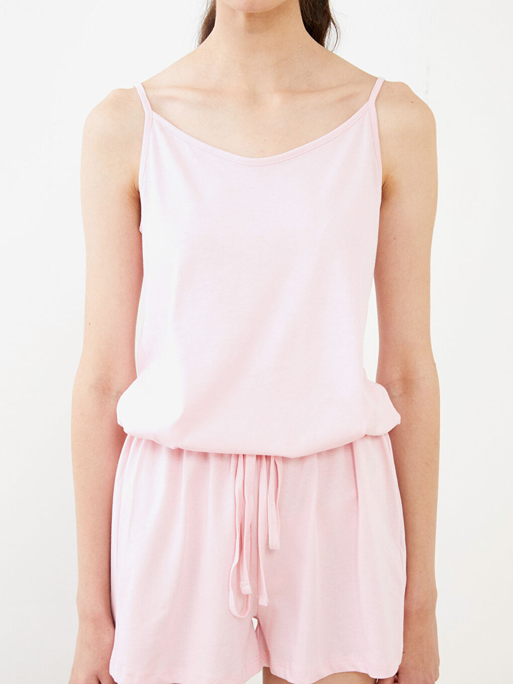 Women's U Neck Straight Strap Cotton Overalls-3