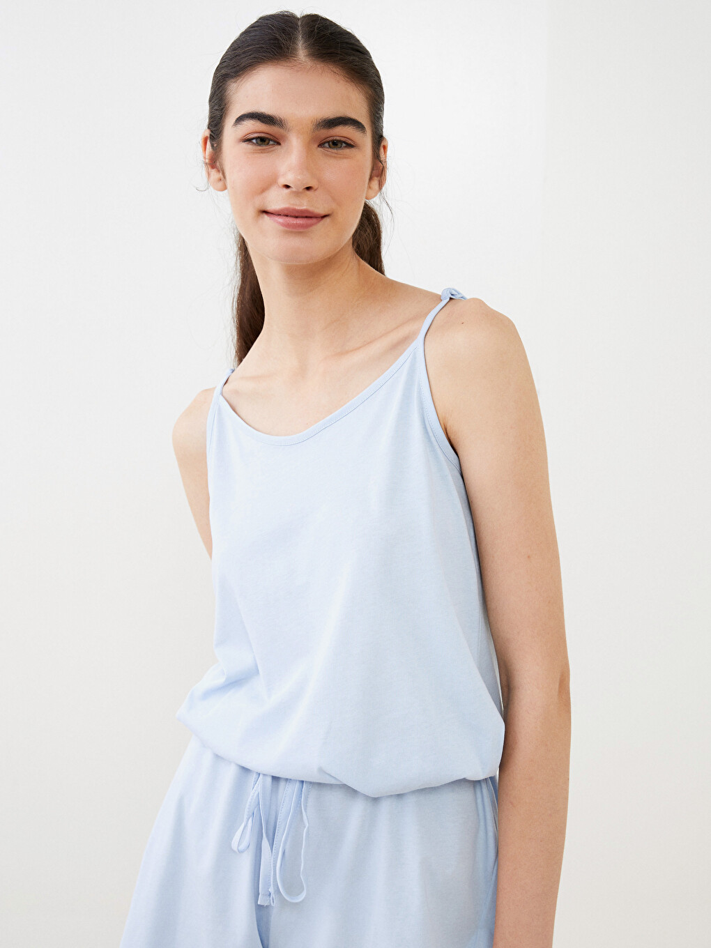 Women's U Neck Straight Strap Cotton Overalls-2