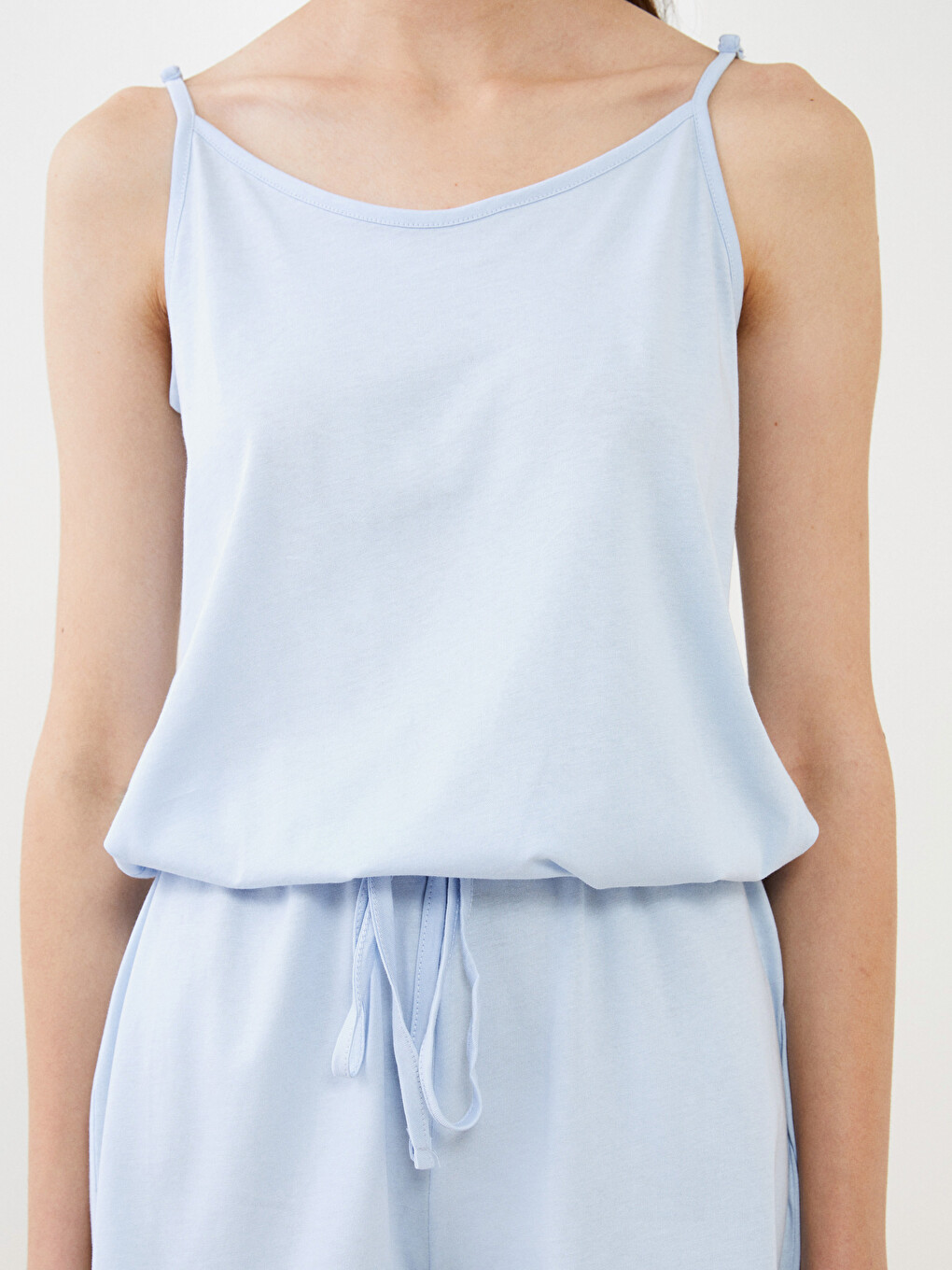 Women's U Neck Straight Strap Cotton Overalls-3