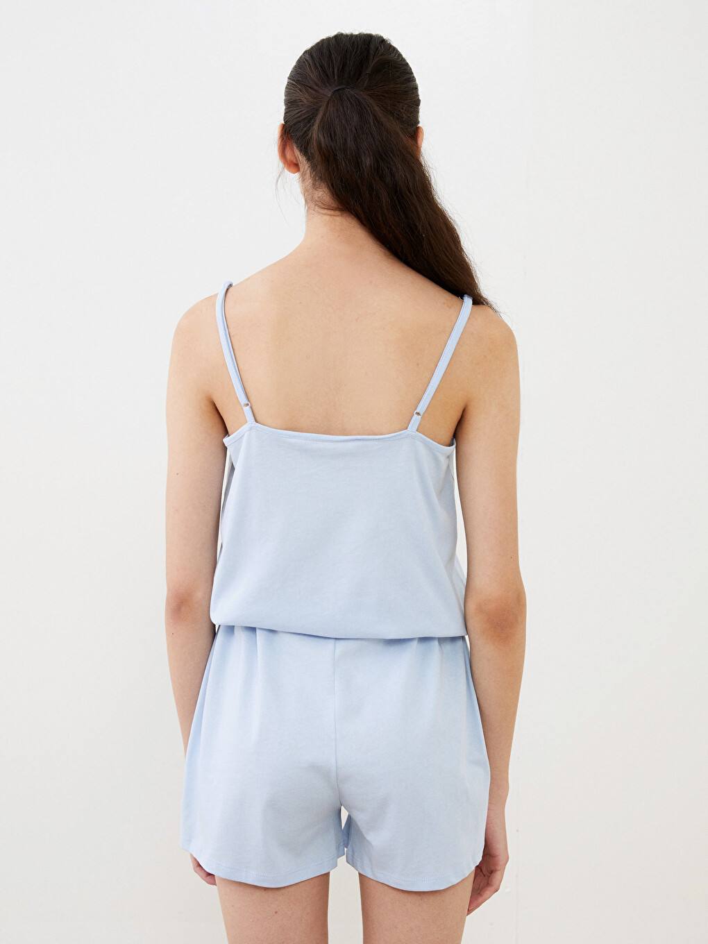 Women's U Neck Straight Strap Cotton Overalls-4
