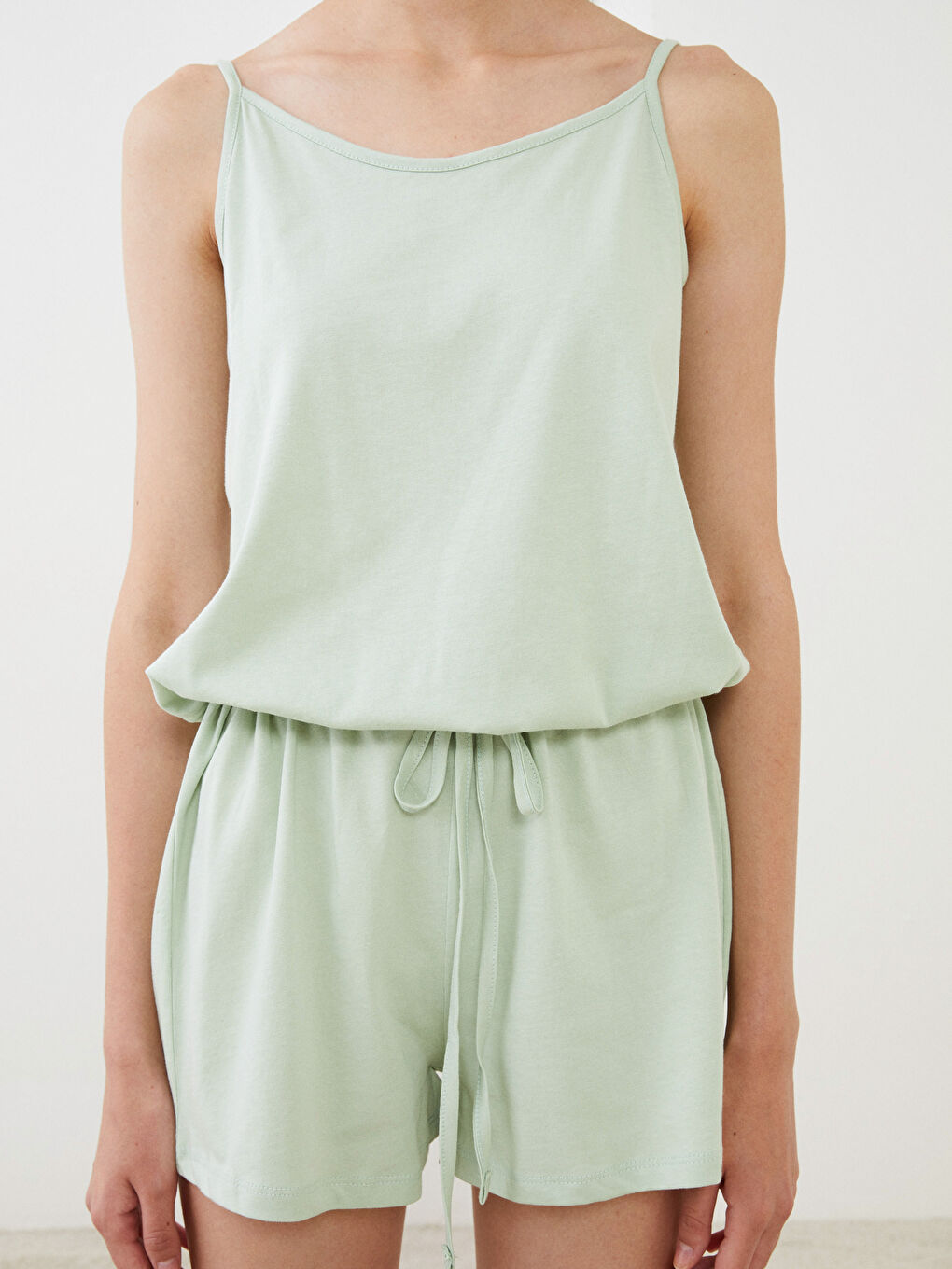 Women's U Neck Straight Strap Cotton Overalls-4