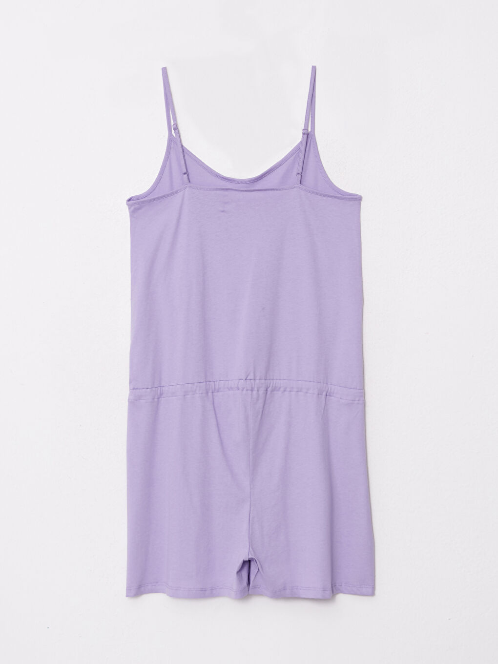 Lila U Yaka Düz Askılı Pamuklu Kadın Tulum-5