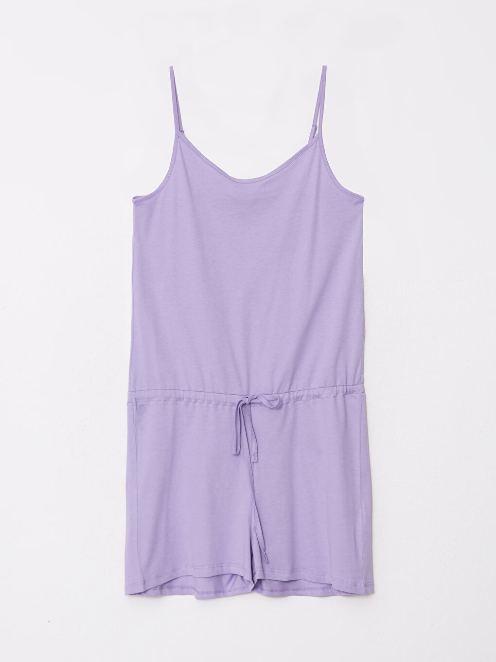 Lila U Yaka Düz Askılı Pamuklu Kadın Tulum-6