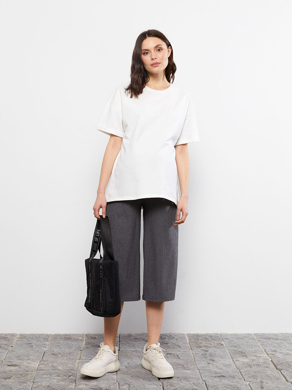 Plain Maternity Capri With Tummy Panel -S2FF94Z8-LAM