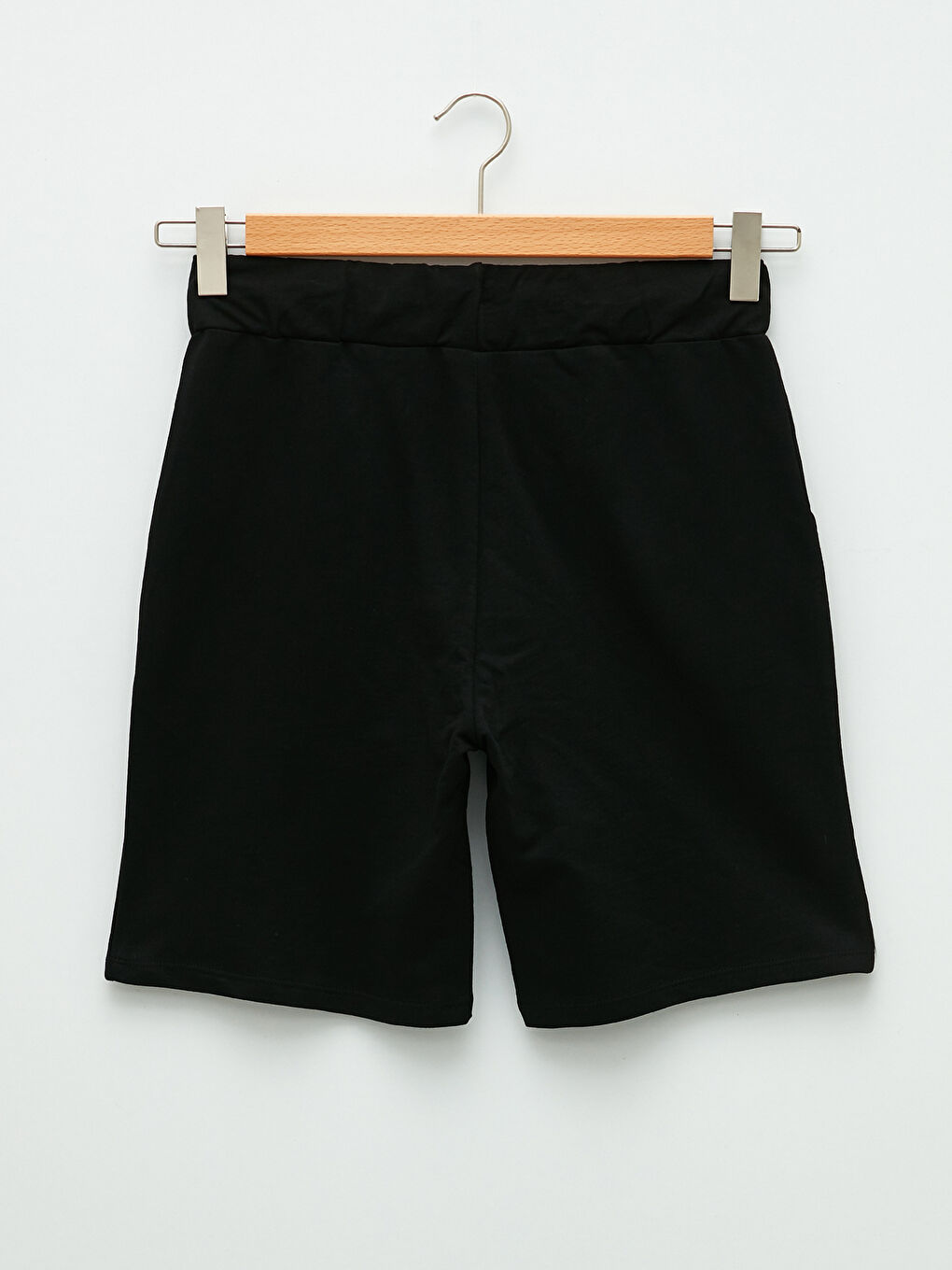 Siyah Beli Lastikli Düz Cep Detaylı Hamile Şort-6