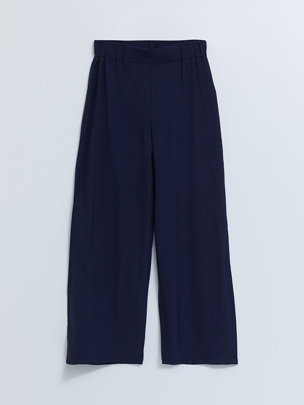 Lacivert Kadın Beli Lastikli Düz Pantolon-6
