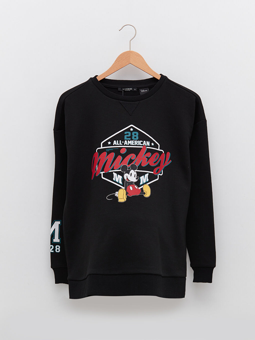 LCWAIKIKI Maternity Yeni Siyah Bisiklet Yaka Mickey Mouse Baskılı Uzun Kollu Hamile Sweatshirt - 5