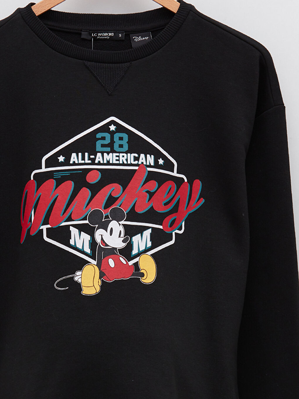 LCWAIKIKI Maternity Yeni Siyah Bisiklet Yaka Mickey Mouse Baskılı Uzun Kollu Hamile Sweatshirt - 7