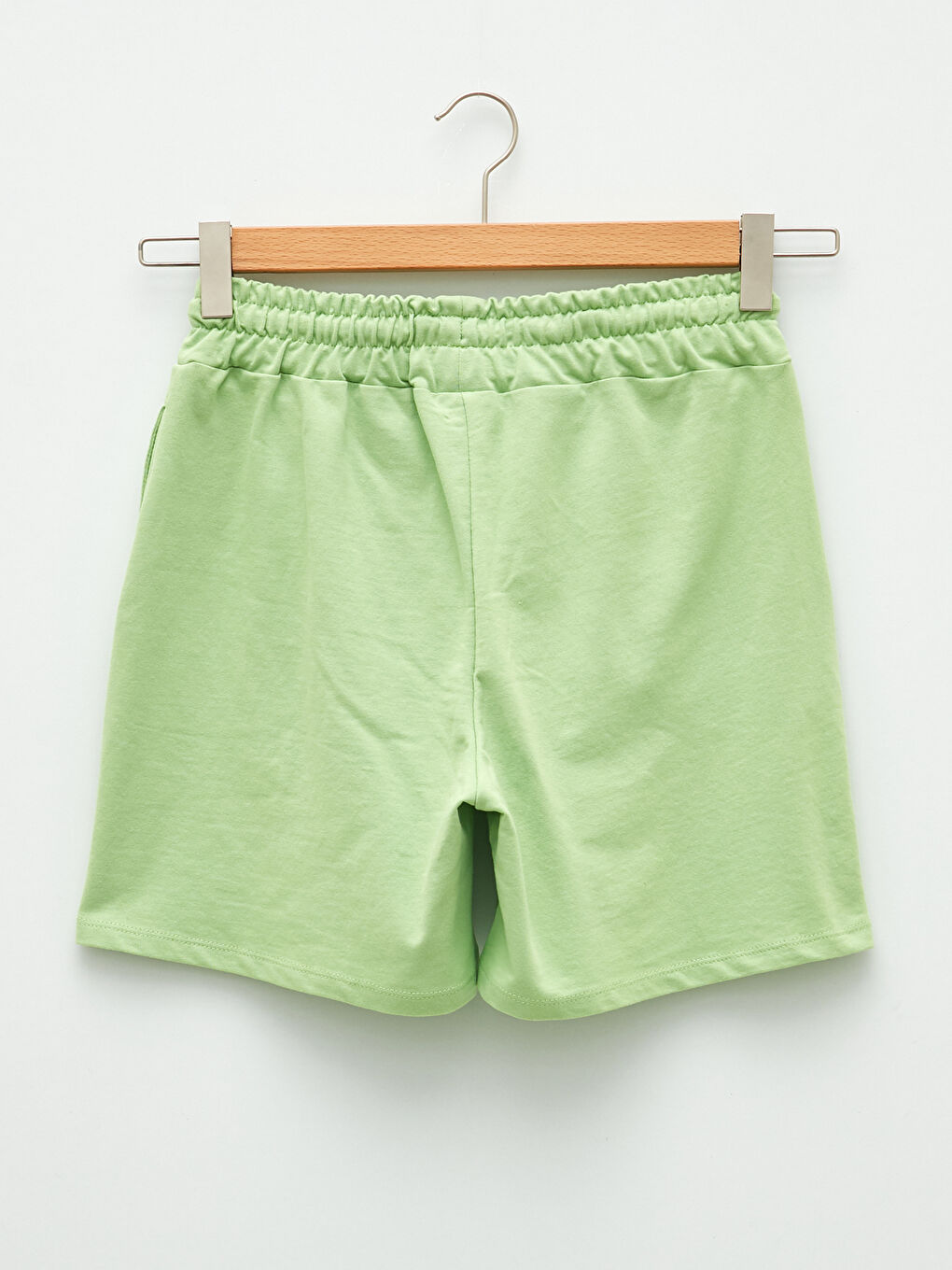 Elastic Waist Plain Pocket Detailed Maternity Bermuda Shorts-6