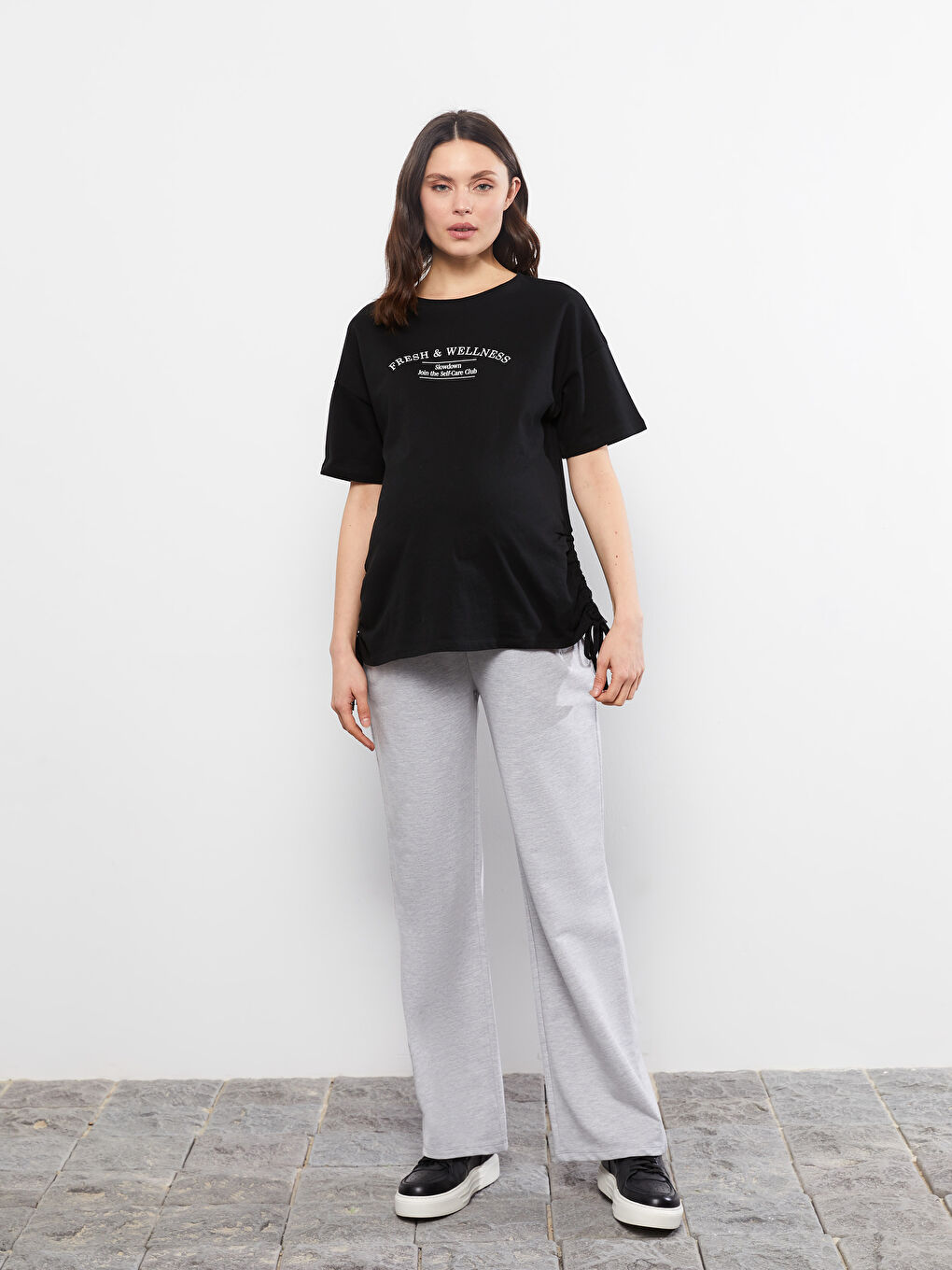 Elastic Waist Plain Pocket Detailed Maternity Sweatpants -S2FG60Z8-CT3