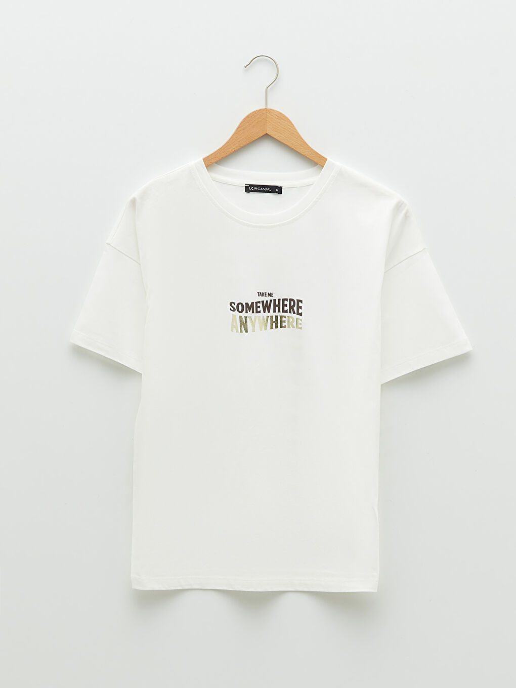 Crew Neck Letter Printed Short Sleeve Cotton Women's T-Shirt-5