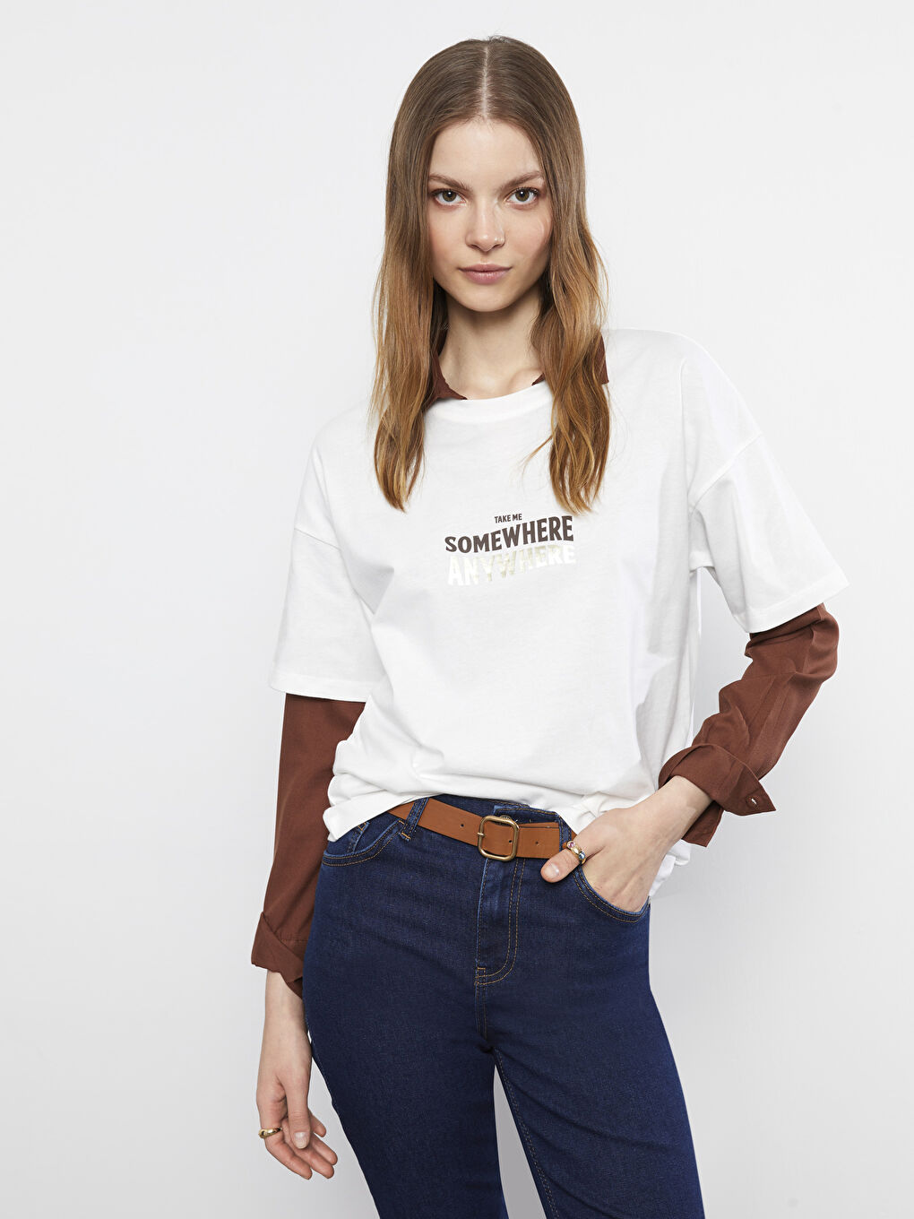 Crew Neck Letter Printed Short Sleeve Cotton Women's T-Shirt
