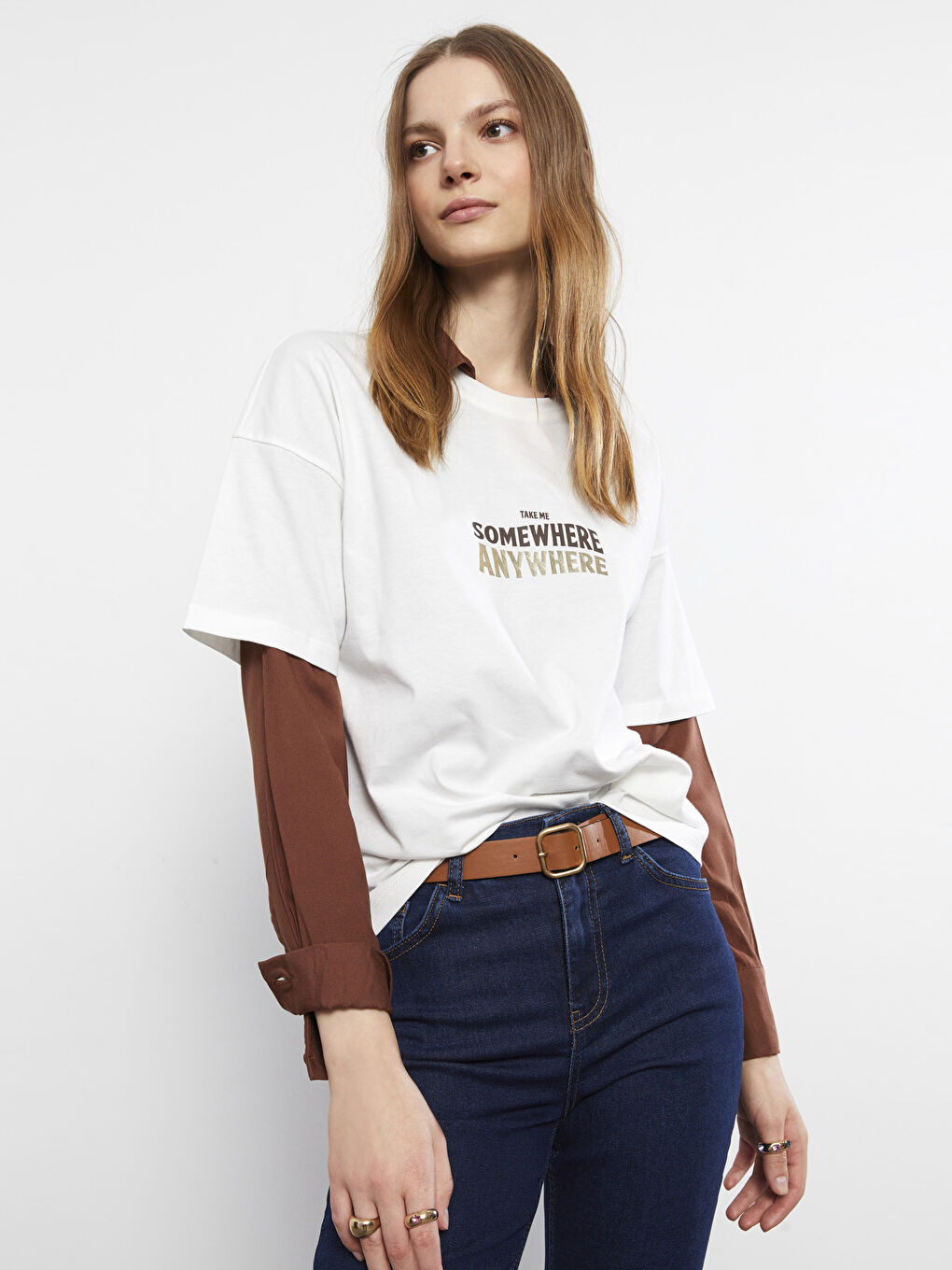 Crew Neck Letter Printed Short Sleeve Cotton Women's T-Shirt-1