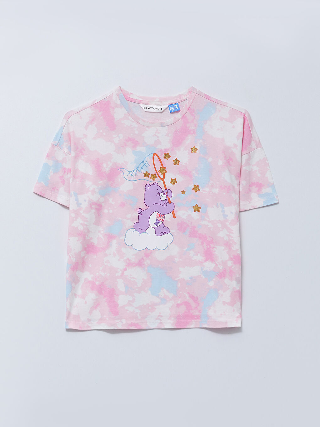 Ensemble de pyjama en coton à manches courtes imprimé Care Bears à col rond pour Femmes-6