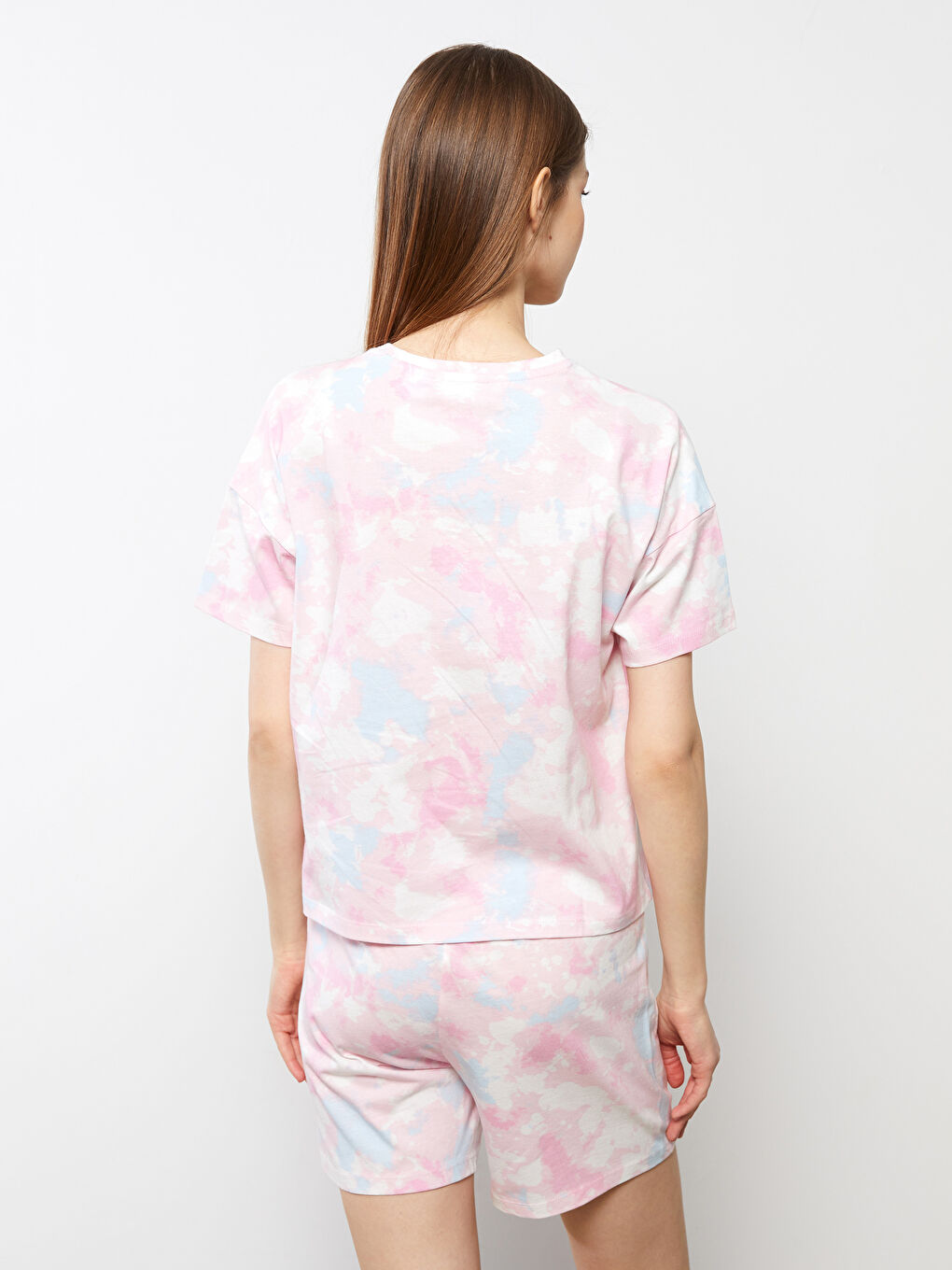 Ensemble de pyjama en coton à manches courtes imprimé Care Bears à col rond pour Femmes-4