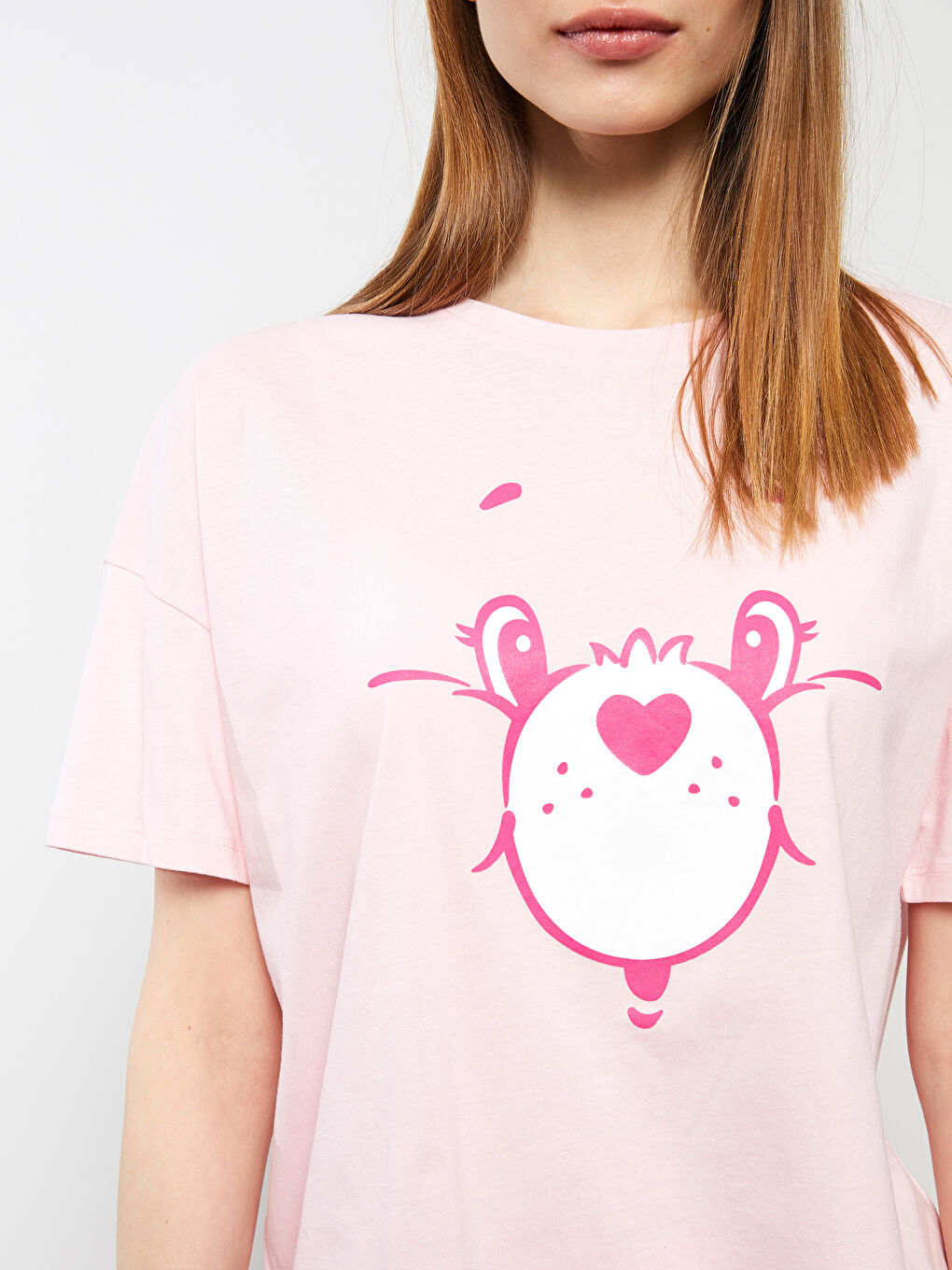 LCW Young Crew Neck Care Bears Printed Short Sleeve Cotton Women's Pajamas Set -S2FH01Z8-LSZ