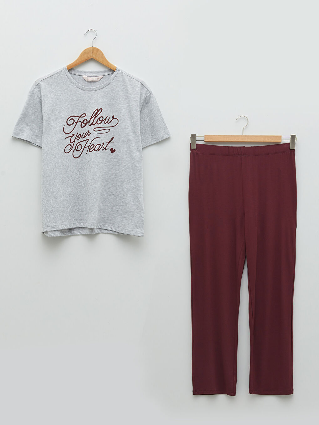 Ensemble de pyjama à manches courtes imprimé à col rond pour Femmes-5