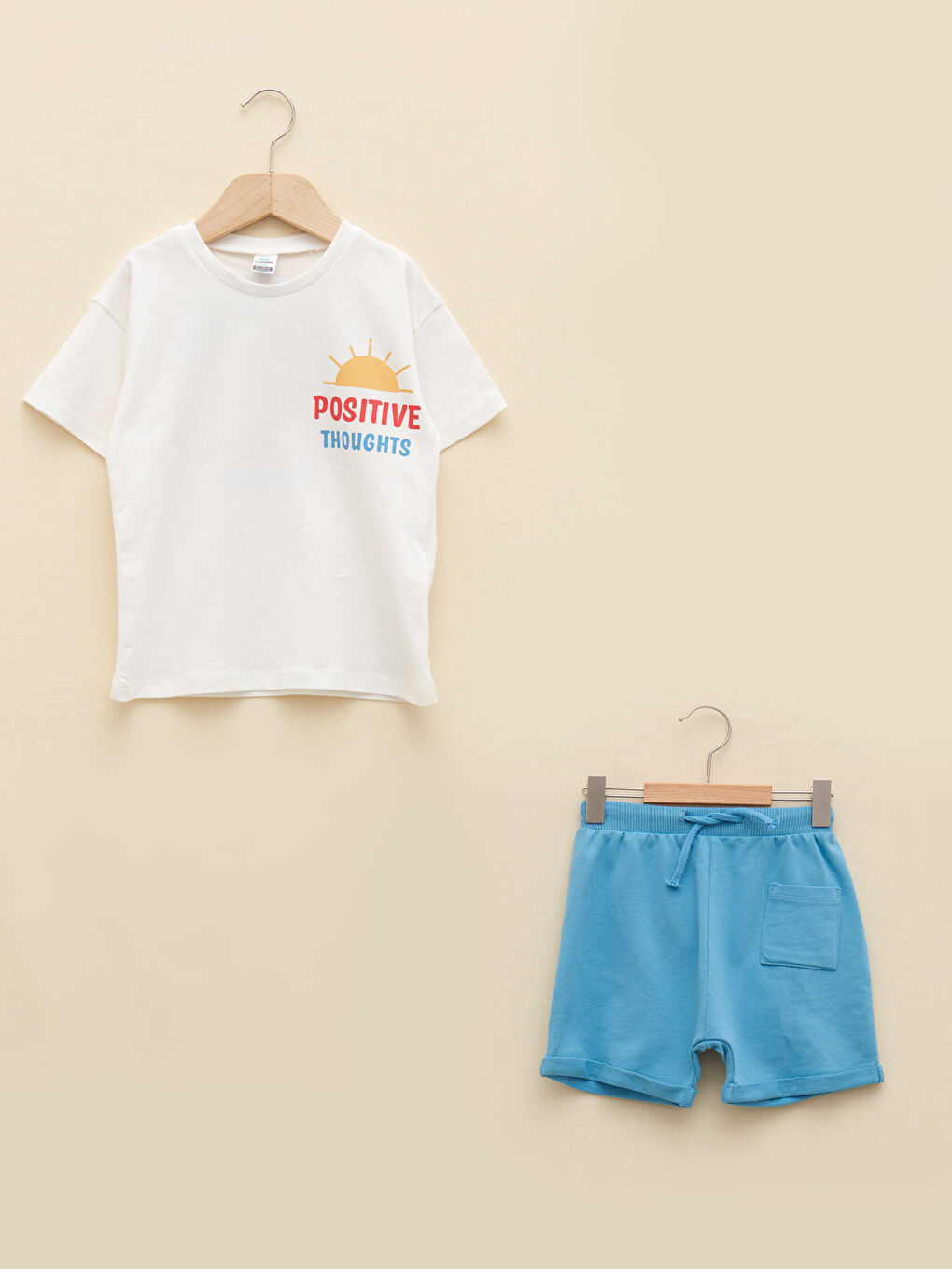 Crew Neck Short Sleeve Printed Baby Boys' T-Shirt and Shorts 2 Pack Set