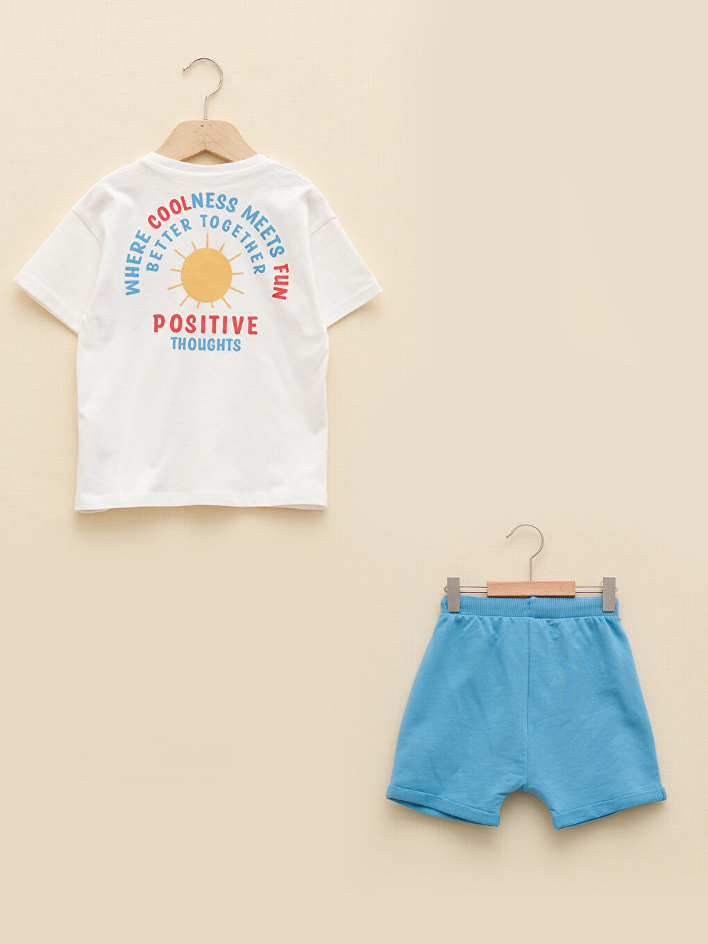 Crew Neck Short Sleeve Printed Baby Boys' T-Shirt and Shorts 2 Pack Set-1