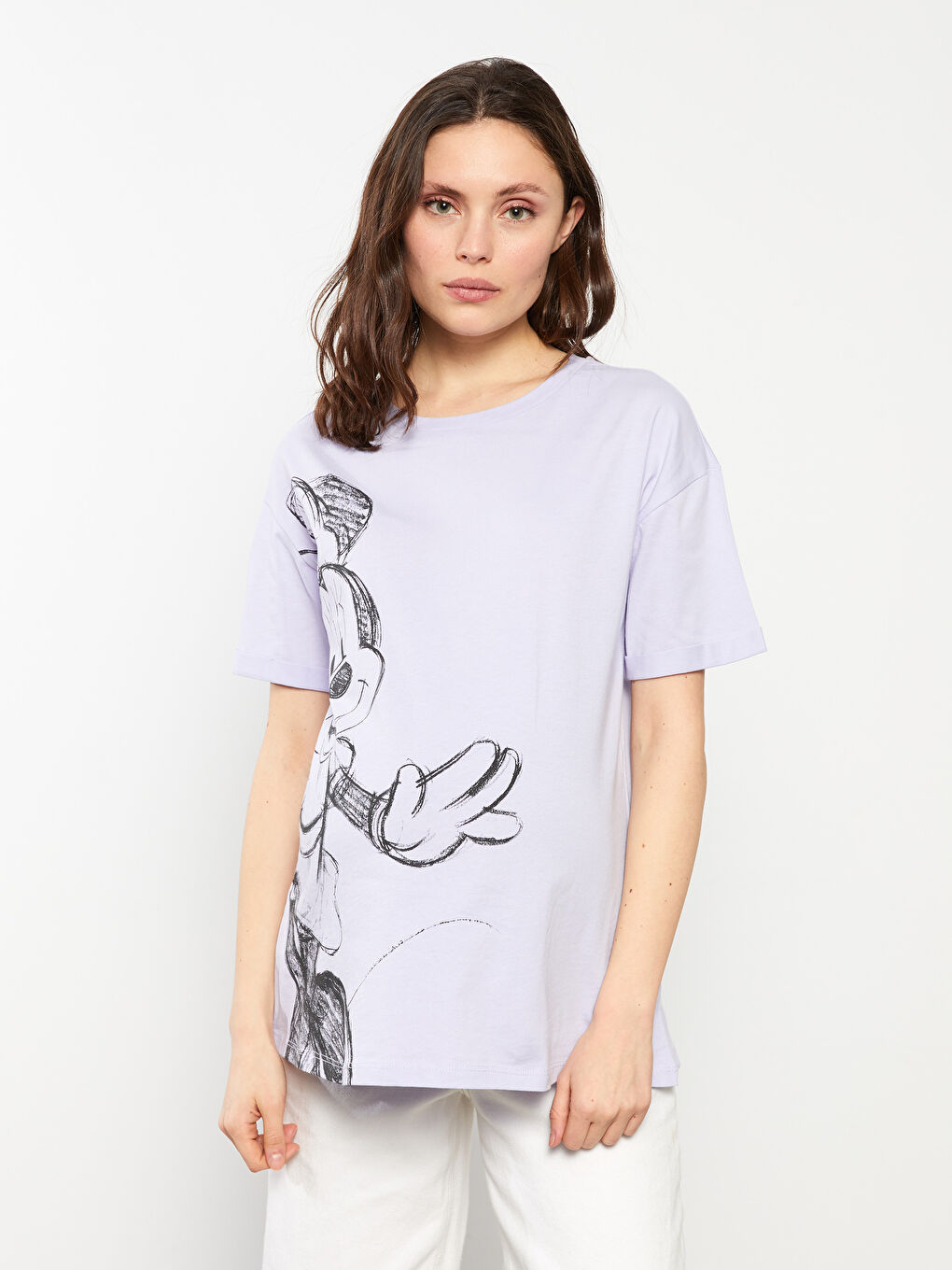 Crew Neck Minnie Mouse Printed Short Sleeve Cotton Maternity T-Shirt -S2FH35Z8-G7S