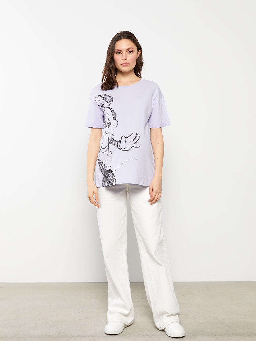 Crew Neck Minnie Mouse Printed Short Sleeve Cotton Maternity T-Shirt -S2FH35Z8-G7S