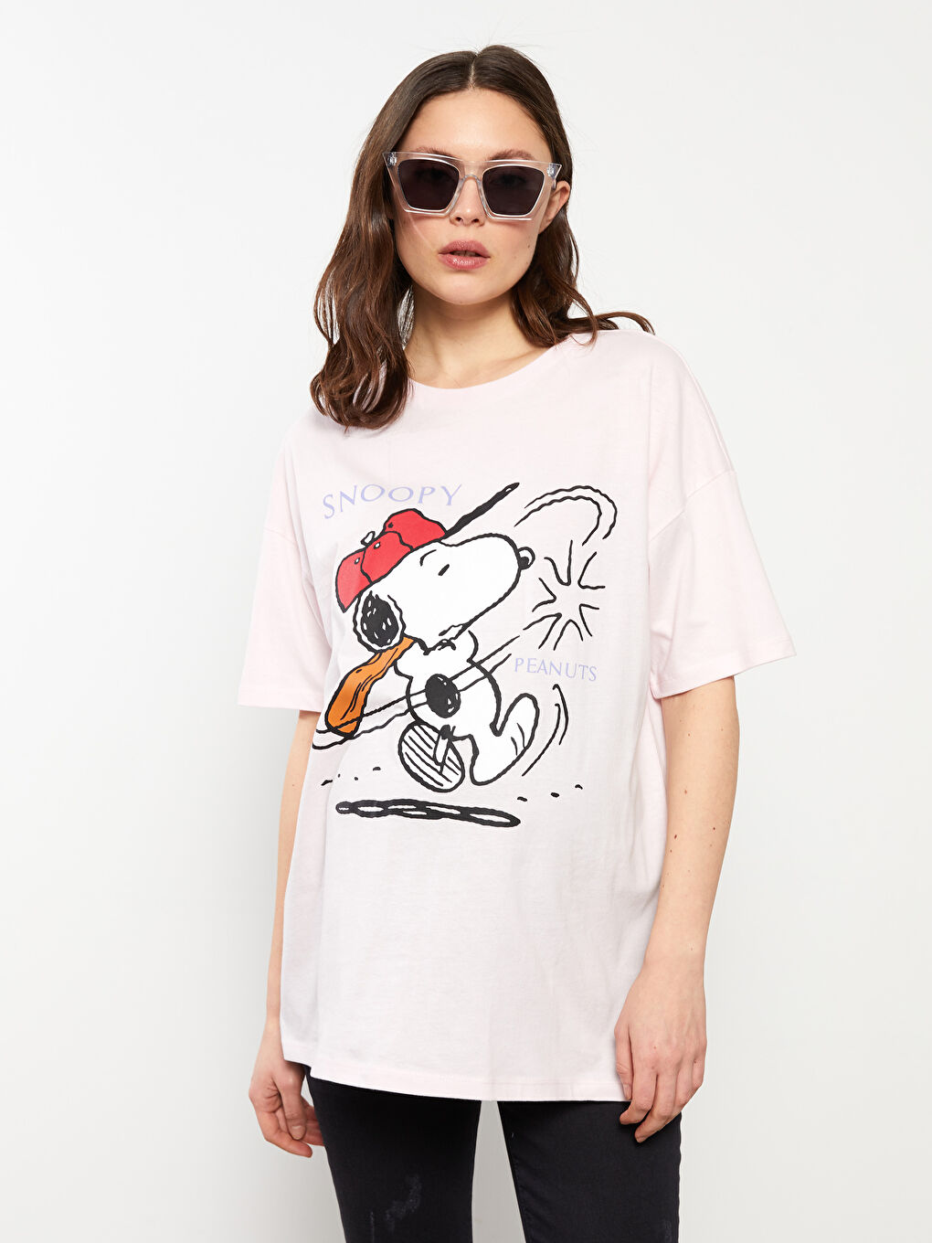 LCWAIKIKI Maternity Crew Neck Snoopy Printed Short Sleeve Cotton Maternity T-Shirt -S2FH36Z8-JH3