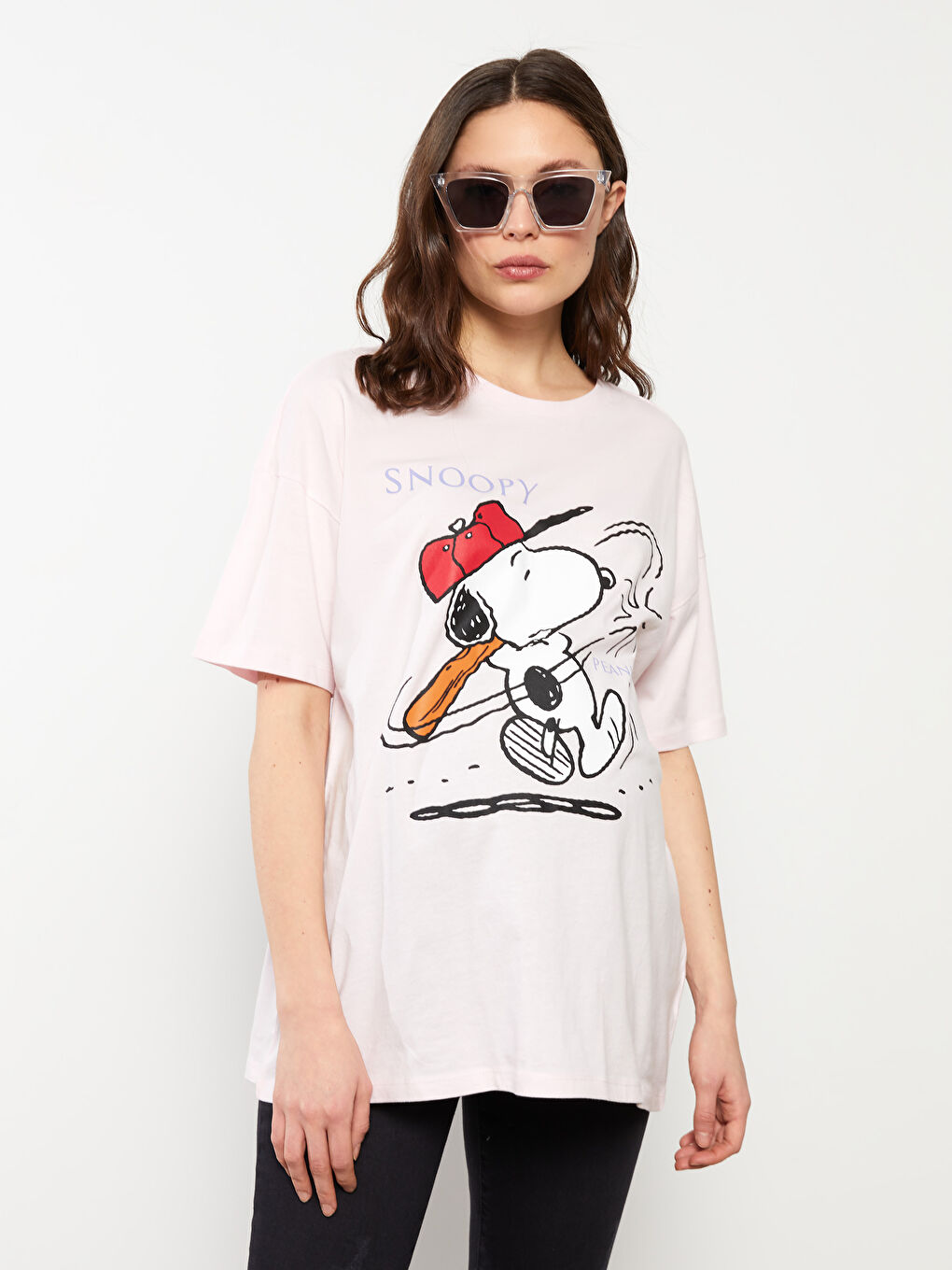 LCWAIKIKI Maternity Crew Neck Snoopy Printed Short Sleeve Cotton Maternity T-Shirt -S2FH36Z8-JH3